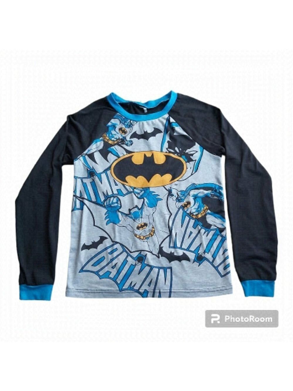 Boys Black/Gray Batman Long Sleeved Pajama Top Ages 7 -10